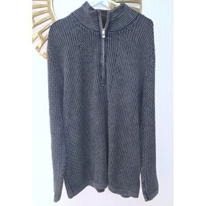 Carbon 2 Cobalt Men's XL Navy Cable Knit 1/4 Zip Sweater 100% Cotton Tall Preppy